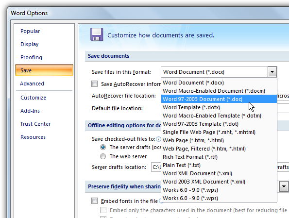 how to convert file format to word